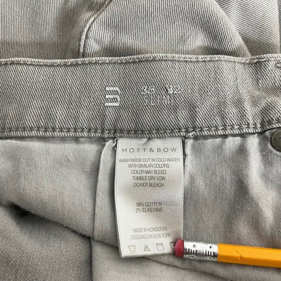 Mott & Bow Mercer Slim Fit Stretch Denim Jeans Mens 38x32 Light Grey Cotton EUC - Picture 5 of 7